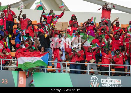 Abidjan, Nigeria. 18 Jan  2024. Equitorial Guinea vs Guinea Bissau. African Cup of Nations AFCON 2023. Fans of Equitorial Guinea. Victor Modo Stock Photo