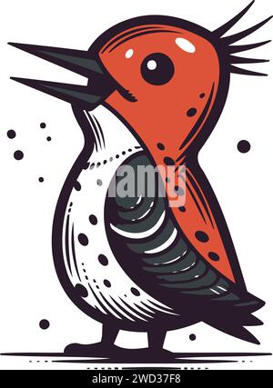 Red bellied woodpecker. Hand drawn vector illustration. Stock Vector