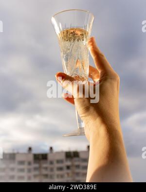 Glass of sparkling champagne Stock Photo