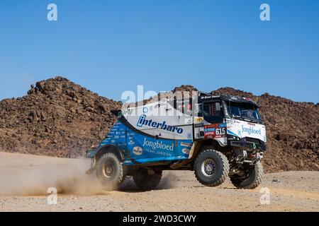 615 HUZINK Gert (nld), ROESINIK Martin (nld), BURRSEN Rob (nld), Jongbloed Dakar Team, Renault C460 Hybrid, FIA Truck, action during the Stage 11 of the Dakar 2024 on January 18, 2024 between Al Ula and Yanbu, Saudi Arabia - Photo Frédéric Le Floc'h/DPPI Credit: DPPI Media/Alamy Live News Stock Photo