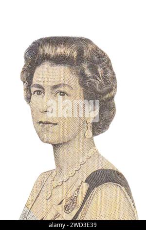 Elizabeth II, Portrait from Fiji 1 Dollar 1993 Banknotes Stock Photo