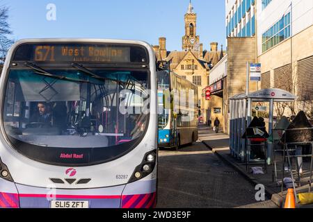 Bradford, UK, 18 January 2024, Bradford Interchange bus station remains closed following reports of damage on 04.01.2024. Buses are being rerouted around the bus station including via Nelson Street. Credit: Neil Terry/ Neil Terry Photography Stock Photo