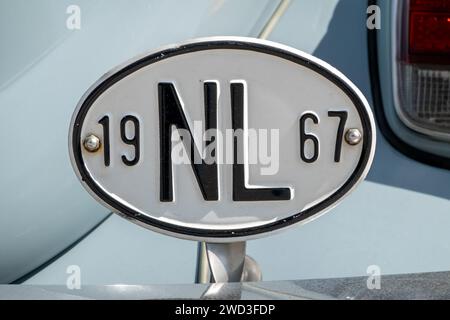 Oval metal badge of Volkswagen Beetle, NL 1967, Netherlands Stock Photo