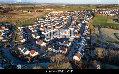 Aerial view of Calderwood village housing development, East Calder ...