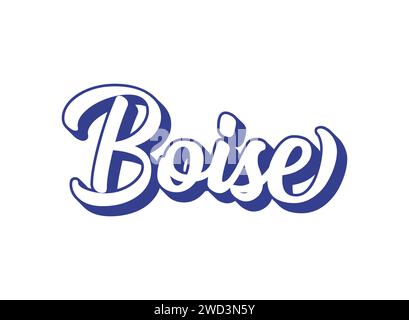 Handwritten word Boise. Name of State capital of Idaho . 3D vintage, retro lettering for poster, sticker, flyer, header, card, clothing Stock Vector