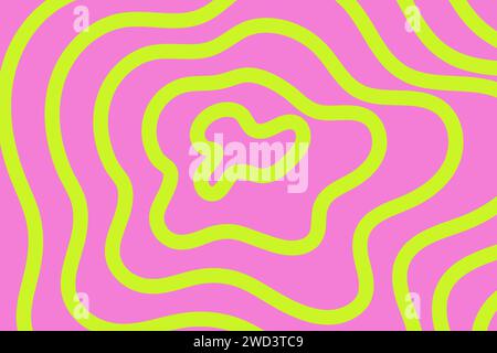 Abstract psychedelic y2k retro background. Vivid lines spiral, wavy swirls. Simple minimalistic design. Vector illustration Stock Vector