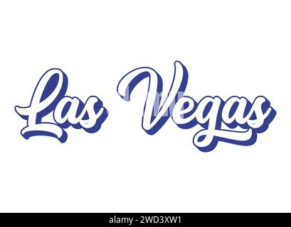 Handwritten word Las Vegas. 3D vintage, retro lettering for poster, sticker, flyer, header, card, clothing Stock Vector