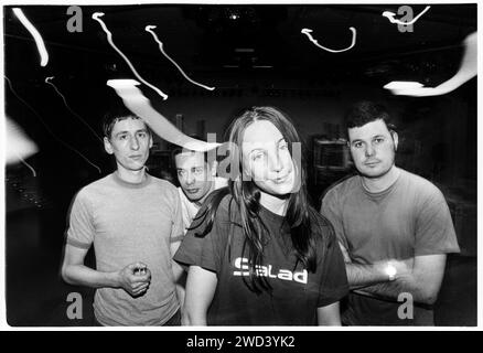 The band Salad photographed during a soundcheck at Glamorgan University, Treforest, Wales, UK on 8 April 1994. Photo: Rob Watkins. INFO: Salad, a British indie pop band formed in the '90s, was led by Marijne van der Vlugt. Known for their infectious pop melodies and witty lyrics, albums like 'Drink Me' and 'Ice Cream' encapsulated their contribution to the eclectic Britpop era. Stock Photo