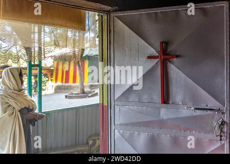 Cave of The Saint Tekle Haymanot. Stock Photo