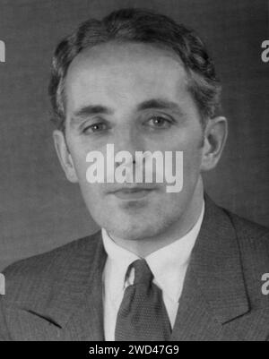 Antique photo shows a studio portrait of a man in a business suit and tie. Germany. Date unknown, circa 1940s Stock Photo