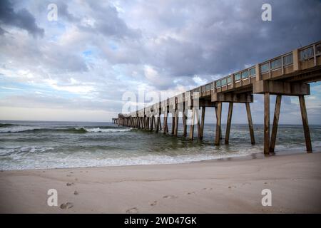 Wooden fishing pier at Panama City Beach Florida Stock Photo