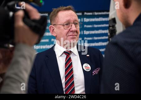 Warsaw, Poland. 18th Jan, 2024. Robert Telus, Member of Parliament from the Law and Justice party (PiS) is seen at the Sejm - Lower House of Parliament. Continuation of the third session of the Lower House of Polish Parliament (Sejm) of the 10th term. Credit: SOPA Images Limited/Alamy Live News Stock Photo