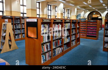 Interior of Bristol Central Library, shelves of books Stock Photo