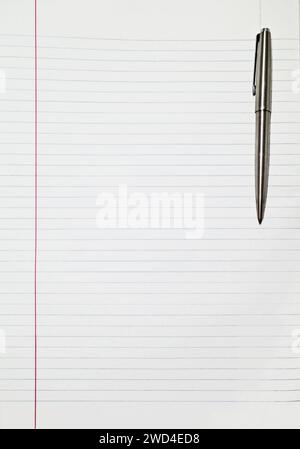 A ballpoint on a lined piece of paper. With space for your own text Stock Photo