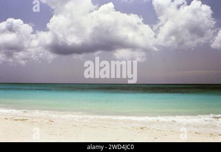 Remote Manchebo Beach in Aruba is rarely crowded (when this picture was taken) ca. Mid-1990s.  Please credit photographer Joan Iaconetti. Stock Photo