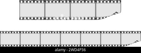 Film tape strips. Isolated. Cinema teater concept. realistic vector. Stock Vector