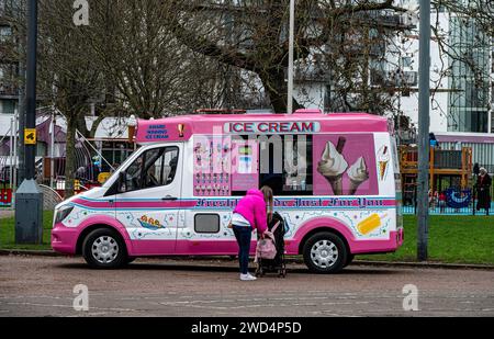 Ice Cream Van in Glasgow Park. Stock Photo