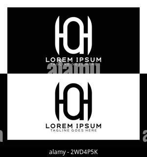 HQ initial letter logo. Alphabet H and Q pattern design monogram Stock Vector