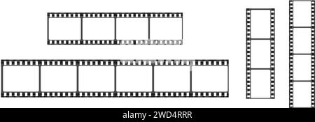 Film tape strips. Isolated. Cinema concept. realistic vector. Stock Vector