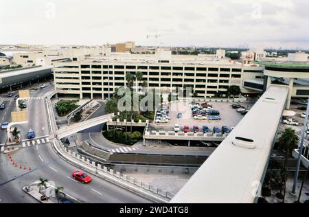 Miami International Airport: Cars and parking area ca. 1994-1997. Please credit photographer Joan Iaconetti. Stock Photo