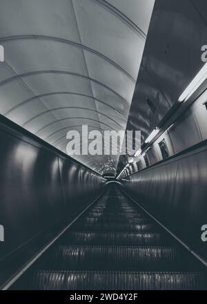 empty escalator stairs in metro Stock Photo