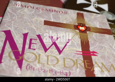 Viersen, Germany - January 9. 2023: Closeup of Simple Minds rock band album cover New Gold Dream from 1982 Stock Photo