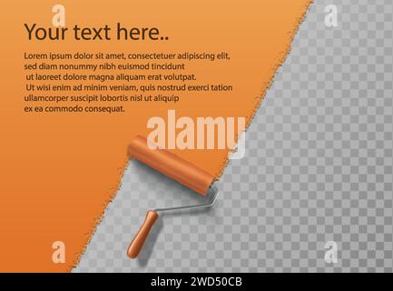 Vector banner with orange paint ruler and copy space for your text. Stock Vector