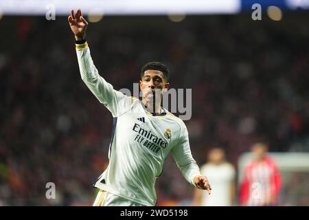 Madrid, Spain. 18th Jan, 2024. Jude Bellingham of Real Madrid during the Copa del Rey match, Round of 16 between Atletico de Madrid and Real Madrid played at Civitas Metropolitano Stadium on January 18, 2024 in Madrid, Spain. (Photo by Bagu Blanco/PRESSINPHOTO) Credit: PRESSINPHOTO SPORTS AGENCY/Alamy Live News Stock Photo