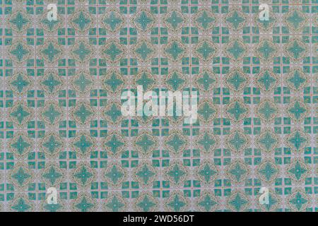 Ceramic square  tiles with small ornamental mosaic pieces. Old tiles abstract pattern, background Stock Photo