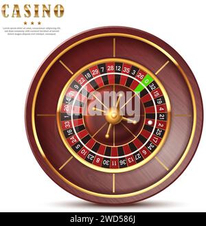 Casino roulette. 3d realistic vector icon illustration. Isolated on white background. Stock Vector