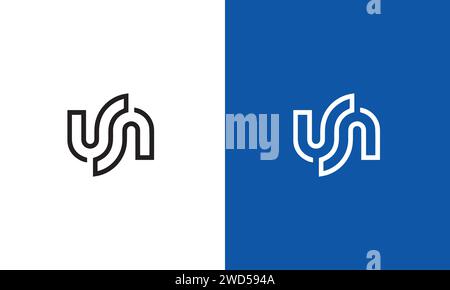 UN NU Logo Design , Initial Based NU UN Monogram Stock Vector