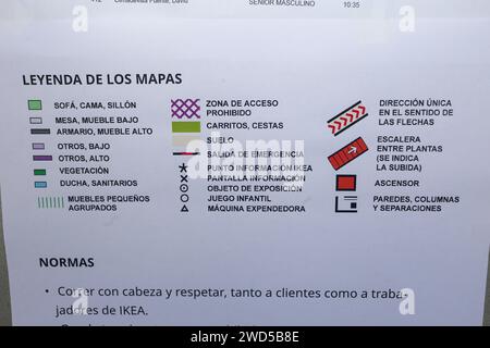 Paredes, Spain. 13th Jan, 2024. Paredes, Spain, January 13th, 2024: The legend of the race maps during the Orienteering Race at Ikea, on January 13, 2024, in Paredes, Asturias. Credit: Alberto Brevers/Alamy Live News. (Photo by Alberto Brevers/Pacific Press/Sipa USA) Credit: Sipa USA/Alamy Live News Stock Photo