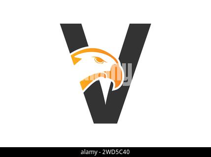 Letter V Eagle head Logo Design Vector Template. Modern logo design for company identity. Stock Vector
