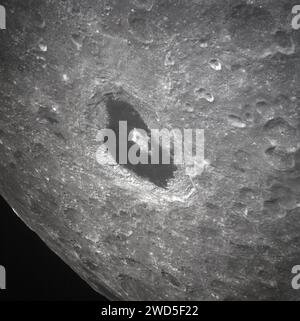 View of lunar farside showing crater Tsiolkovsky, as photographed by crew of Apollo 13 mission during their lunar pass, Johnson Space Center, NASA , April 14, 1970 Stock Photo