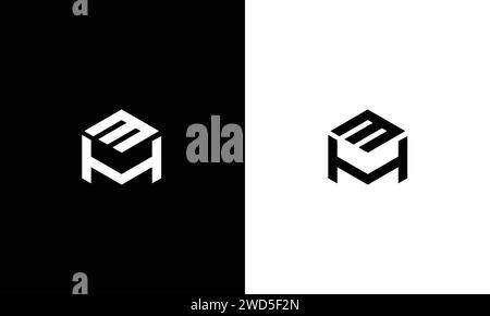 Trendy and Minimalist Letter MH HM Logo Design in Black and White Color , Initial Based Alphabet Icon Logo Stock Vector