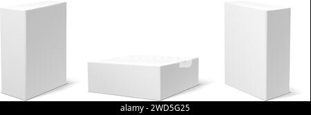 White vector icon mockup packaging boxes. Stock Vector