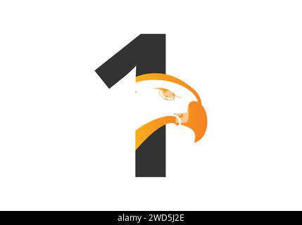 Letter 1 Eagle head Logo Design Vector Template. Modern logo design for company identity. Stock Vector