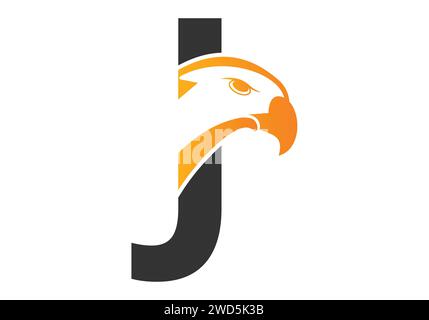 Letter J Eagle head Logo Design Vector Template. Modern logo design for company identity. Stock Vector