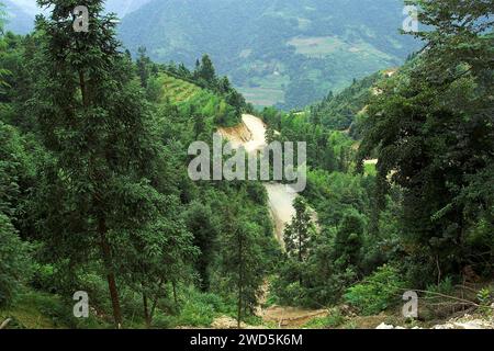 龙胜镇 (龙胜县) 中國 Longsheng, Dazhai Longji Ping'an Zhuang, China; Typical landscape in China's mountain province; Typische Landschaft in Chinas Bergprovinz Stock Photo