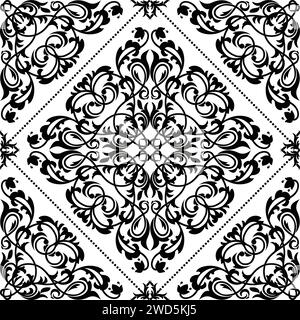 Floral pattern. Wallpaper baroque, damask. Seamless vector background. Black and white ornament Stock Vector