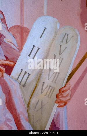 The Tablets of the Law of the Ten Commandments in calligraphy shown by ...
