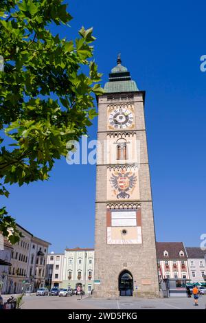 City tower, Enns, Muehlviertel, Upper Austria, Austria Stock Photo