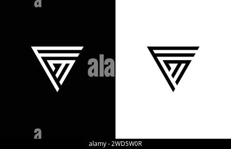 Minimalist Letter FM Logo Design , Editable in Vector Format in Black and White Color Stock Vector