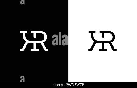Minimalist Letter KR Logo Design , Editable in Vector Format in Black and White Color Stock Vector