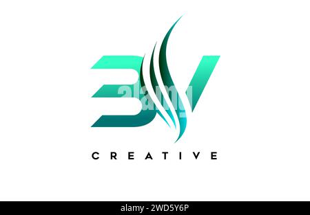 BV bv alphabet letter logo design idea concept for business or personal brand identity icon Vector Illustration. Stock Vector