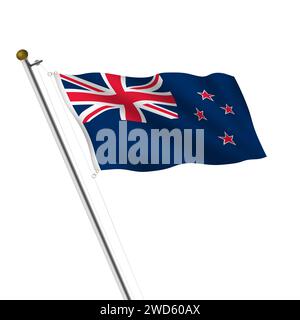 New Zealand Flagpole 3d illustration Stock Photo