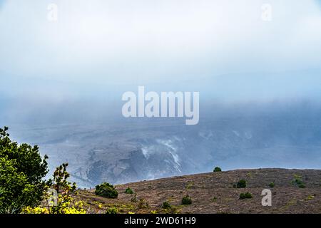 Mauna Loa caldera from Mauna Loa Lookout in Hawaii Volcanoes National Park near Hilo Hawaii Stock Photo