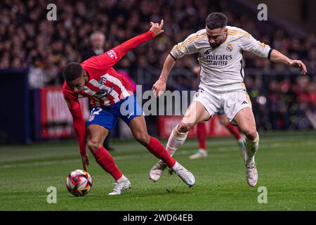 18th January 2024;  Metropolitano Stadium, Madrid, Spain, Spanish Copa Del Rey Football, Atletico Madrid versus Real Madrid; Lino and Carvajal Credit: Action Plus Sports Images/Alamy Live News Stock Photo