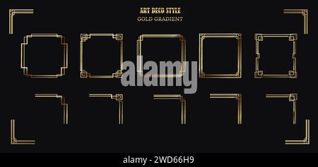 gold art deco style frame and corners. Stock Vector