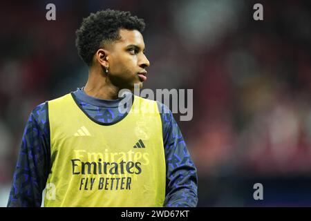 Madrid, Spain. 18th Jan, 2024. Rodrygo Goes of Real Madrid during the Copa del Rey match, Round of 16 between Atletico de Madrid and Real Madrid played at Civitas Metropolitano Stadium on January 18, 2024 in Madrid, Spain. (Photo by Bagu Blanco/PRESSINPHOTO) Credit: PRESSINPHOTO SPORTS AGENCY/Alamy Live News Stock Photo